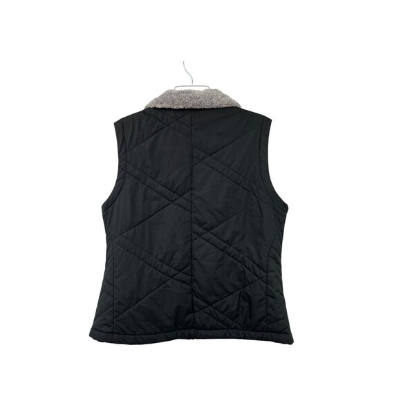 Columbia Vest Womens XL Used Black Quilted Faux Fur Collar Winter Fall - Picture 2 of 12
